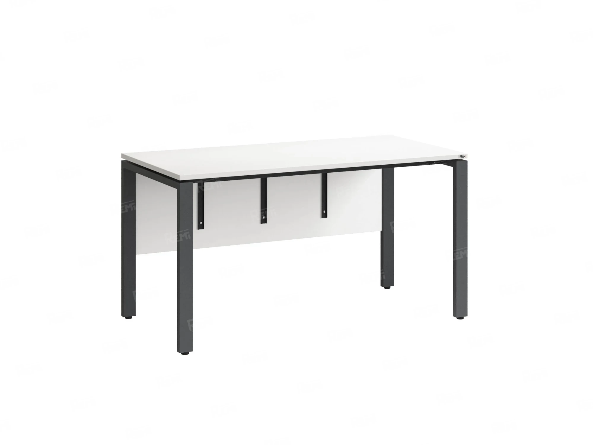 Стол прямой, П-опоры, экран ЛДСП,парящая стол-ца 1800x600x750 RM007-18x6 Белый/Серый