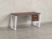 Стол прямой с подвесной тумбой 2 ящика, U-опора 2000x700x750 RM035-20x7 Дуб Апрельский шоколад/Белый