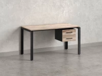 Стол прямой с подвесной тумбой 2 ящика, П-опора 2000x800x750 RM039-20x8 Дуб Маувелла/Черный