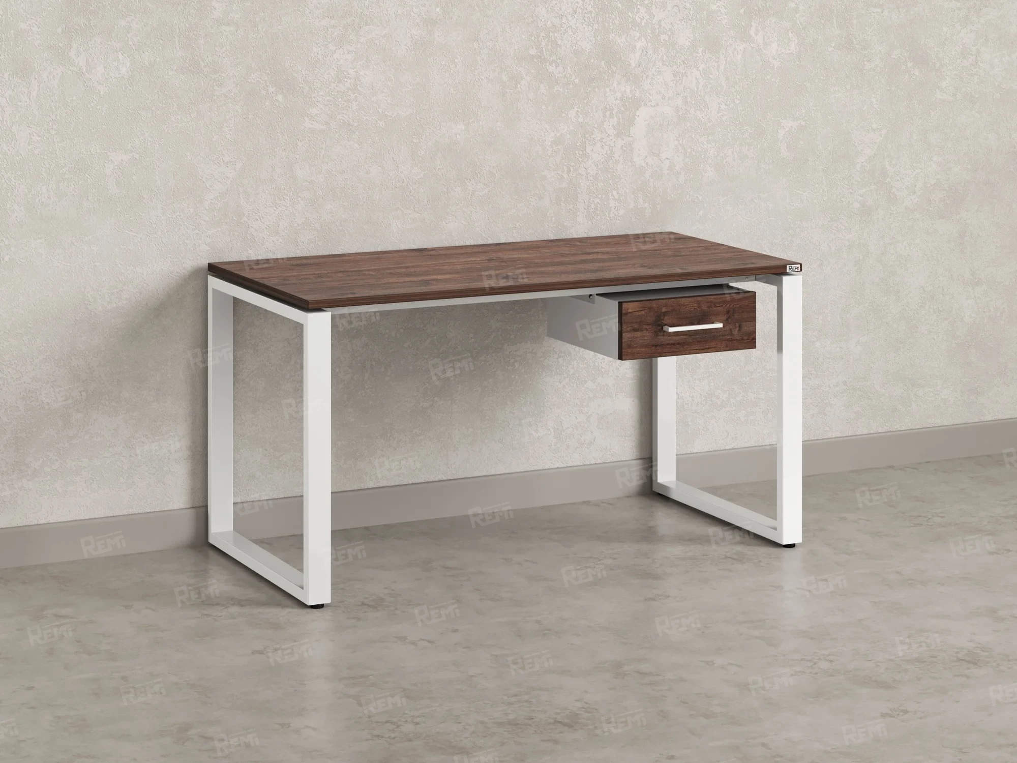 Стол прямой с подвесной тумбой, О-опора 1600x600x750 RM036-16x6 Дуб Апрельский шоколад/Белый