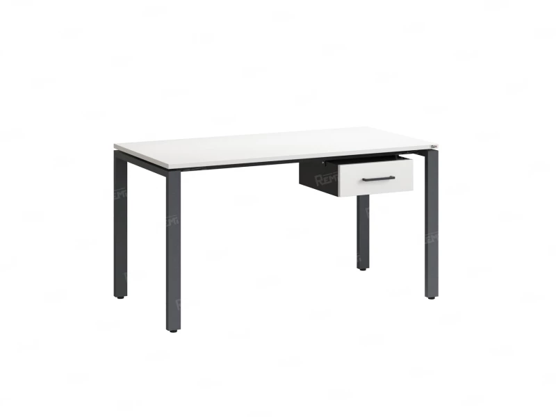 Стол прямой с подвесной тумбой, П-опора 1600x700x750 RM038-16x7 Белый/Серый