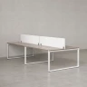 Бенч-система, 4 рабочих места, на О-образных опорах, 2 тканевых экранов 1600x1600x750 RM170-3-16x16 Дуб Маувелла/Белый