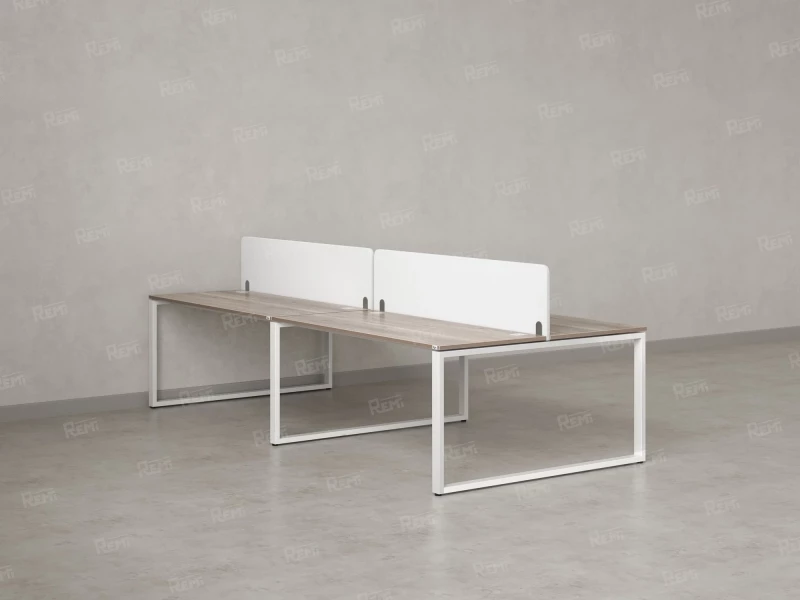 Бенч-система, 4 рабочих места, на О-образных опорах, 2 тканевых экранов 3200x1600x750 RM170-3-16x16 Дуб Маувелла/Белый