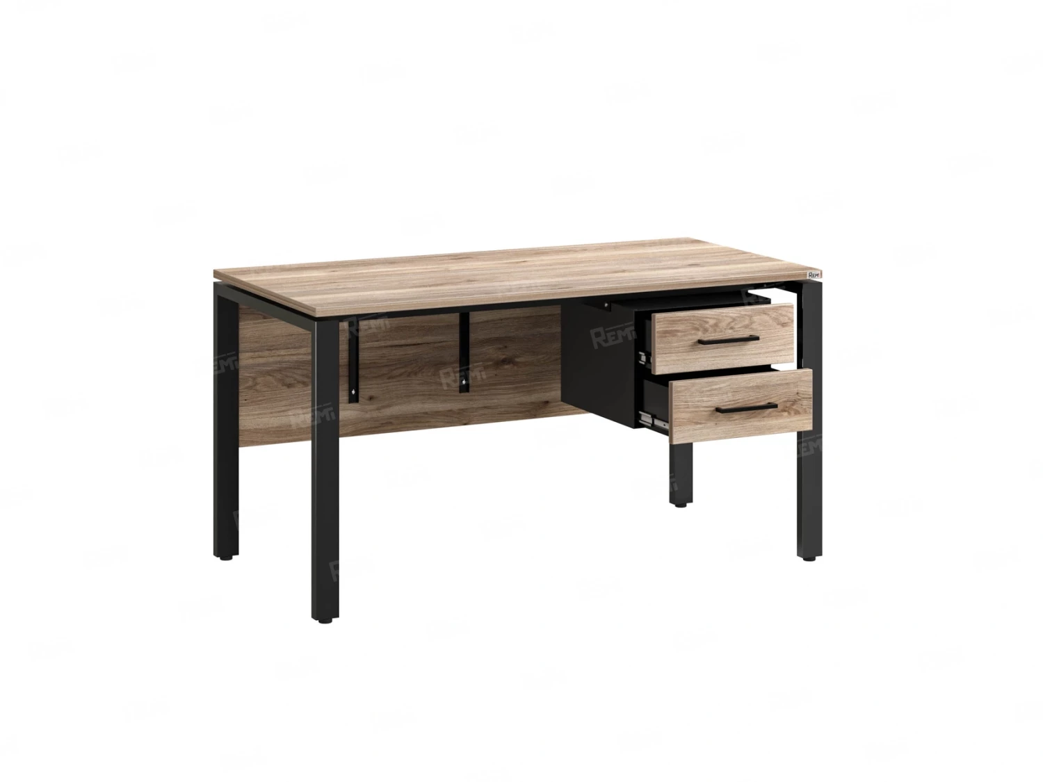 Стол прямой, подвесная тумба, ЛДСП экран, П-опора 2000x700x750 RM031-20x7 Дуб Маувелла/Черный