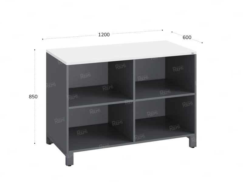 Стеллаж низкий, 4 ячейки 1200х600х850 RM145-12x6 Серый/Серый