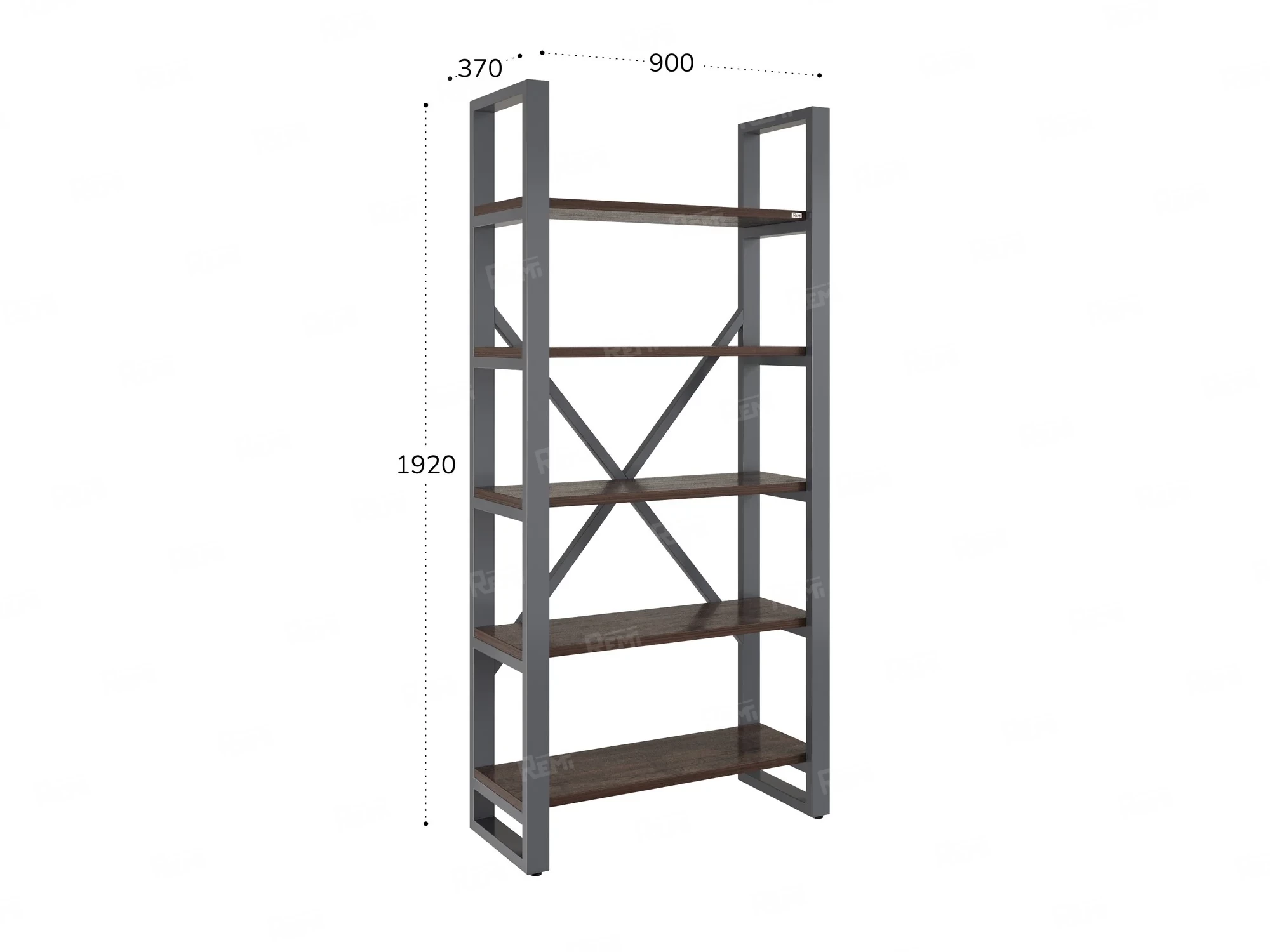 Стеллаж, 5 уровней 900x370x1920 RM130-90x37 Дуб Апрельский шоколад/Серый