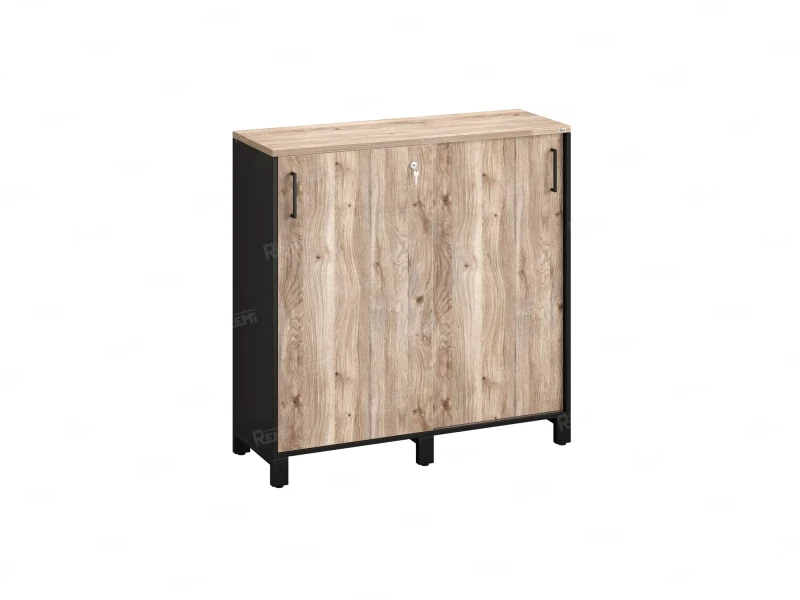 Низкий шкаф-купе, 3 полки 1200x420x1200 RM128-120x42 Дуб Маувелла/Черный