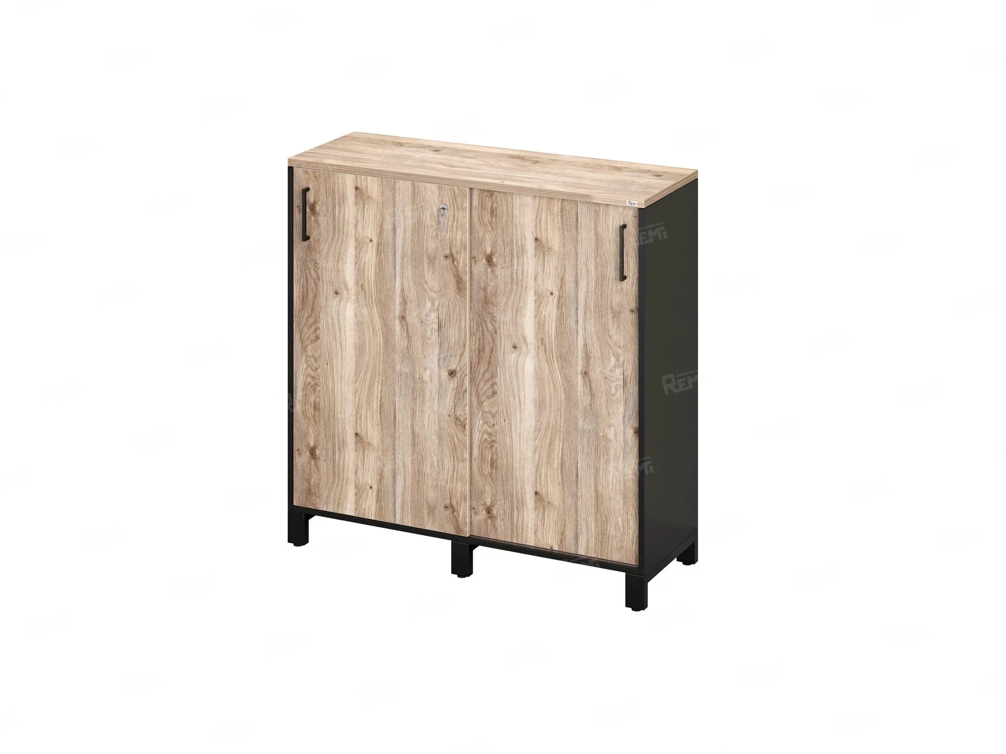 Низкий шкаф-купе, 3 полки 1200x420x1200 RM128-120x42 Дуб Маувелла/Черный