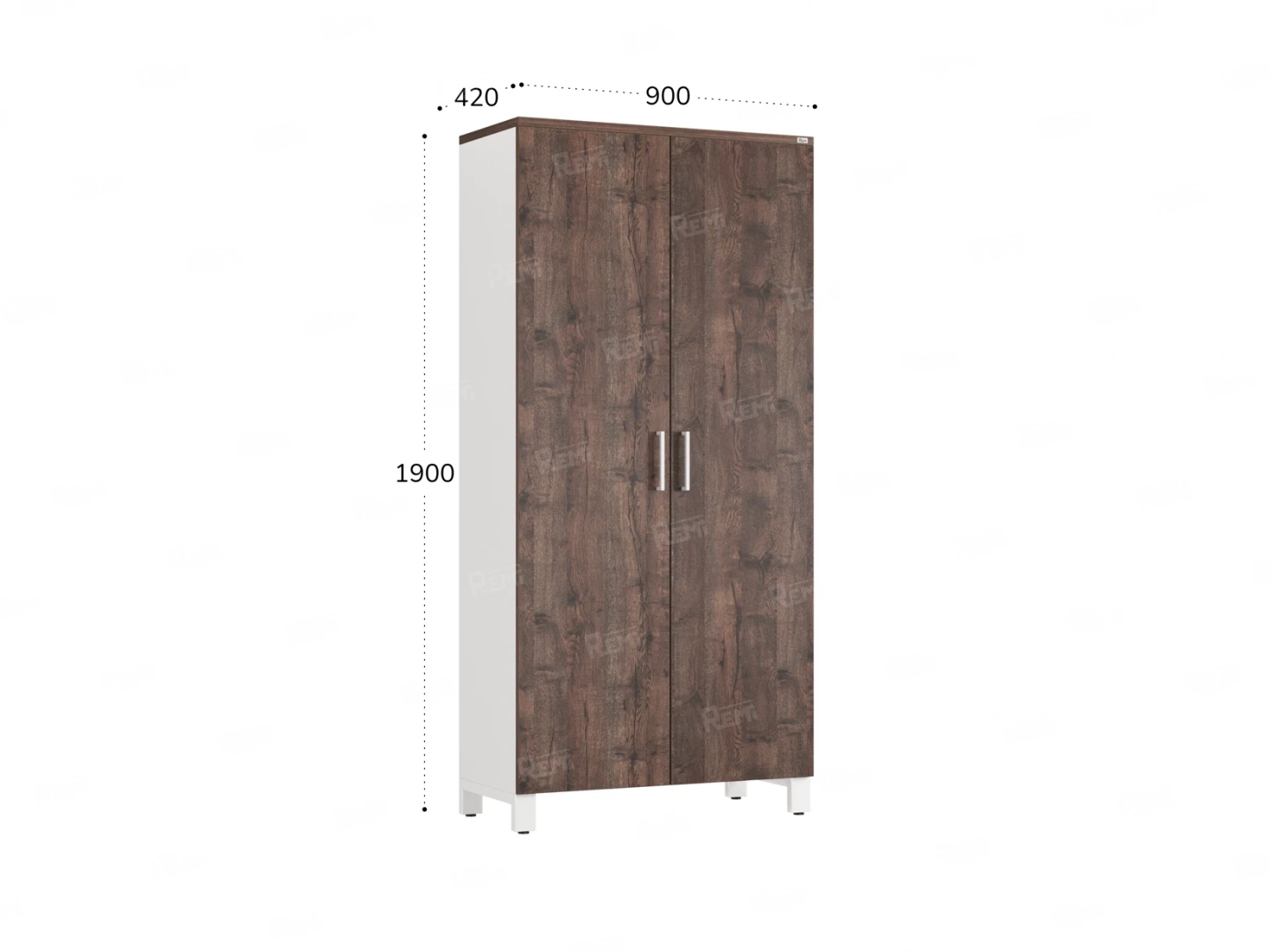Шкаф распашной, 5 уровней 900x420x1900 RM152-90x41 Дуб Апрельский шоколад/Белый