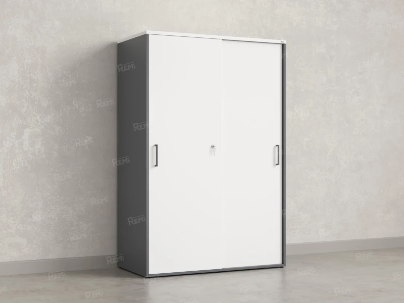 Шкаф-купе, регулируемые опоры, штанга, 1 полка 1200x600x1800 RM164-90x60 Белый/Серый