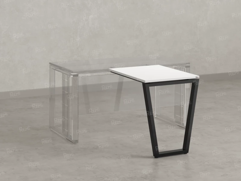 Брифинг прямой, с парящей столешнецей, на U-образном каркасе 1000x700x750 RM074-10x7 Белый/Черный