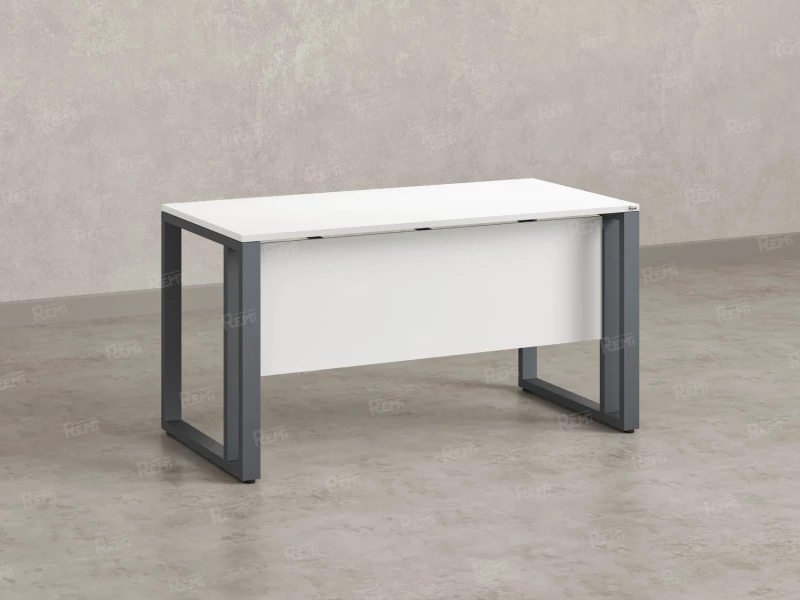 Стол прямой на О-образных опорах с экраном ЛДСП 1000x700x750 RM041-10x7 Белый/Серый