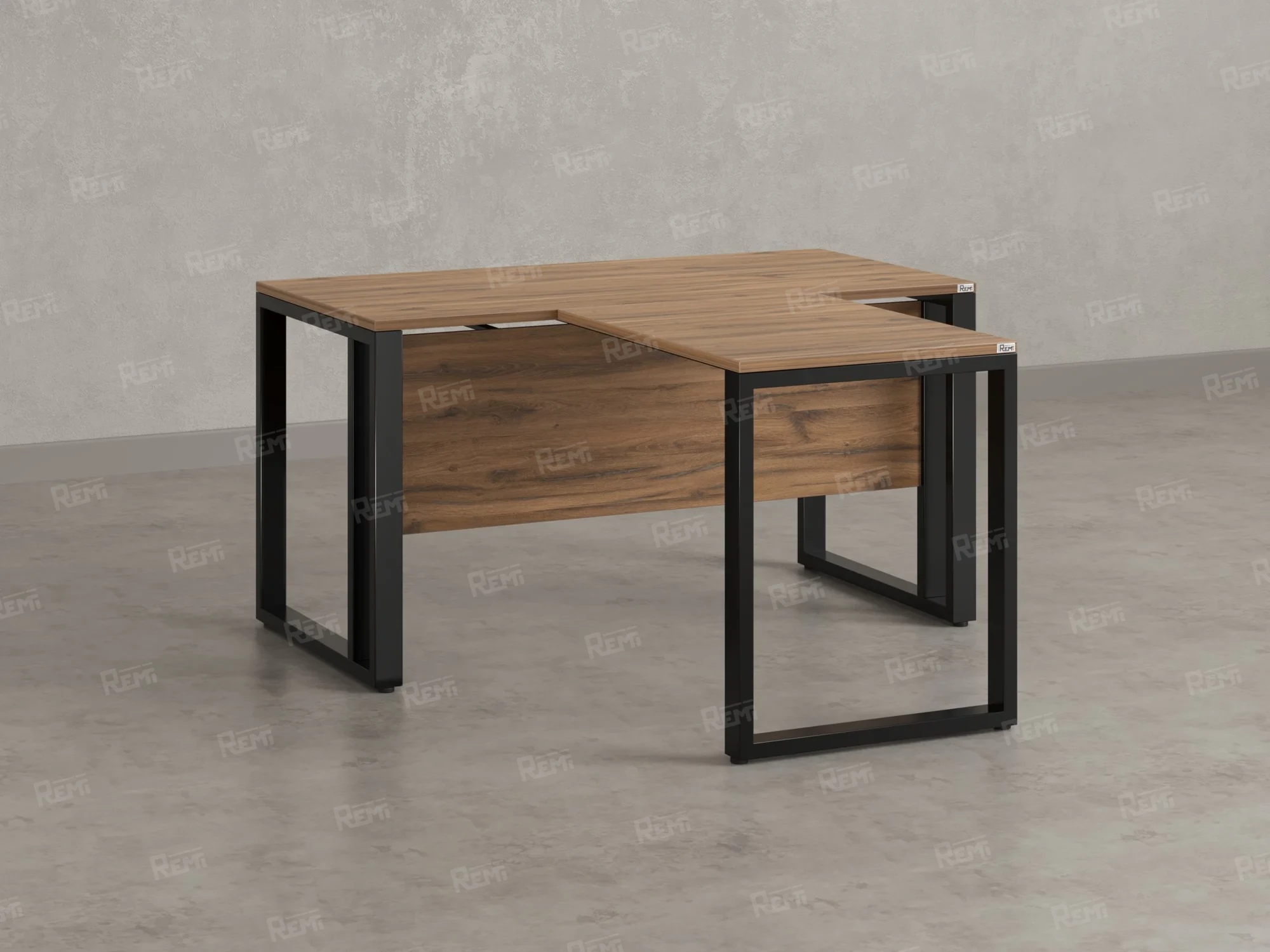 Стол с брифингом на О-образных опорах с экраном ЛДСП RM046-18x9 1800x2700x750 Дуб Юстус/Черный