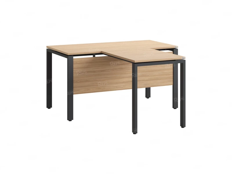 Стол с брифингом с парящей столешницей на П-образных опорах с экраном ЛДСП RM043-18x7 1800x2500x750 Вяз Швейцарский светлый/Серый