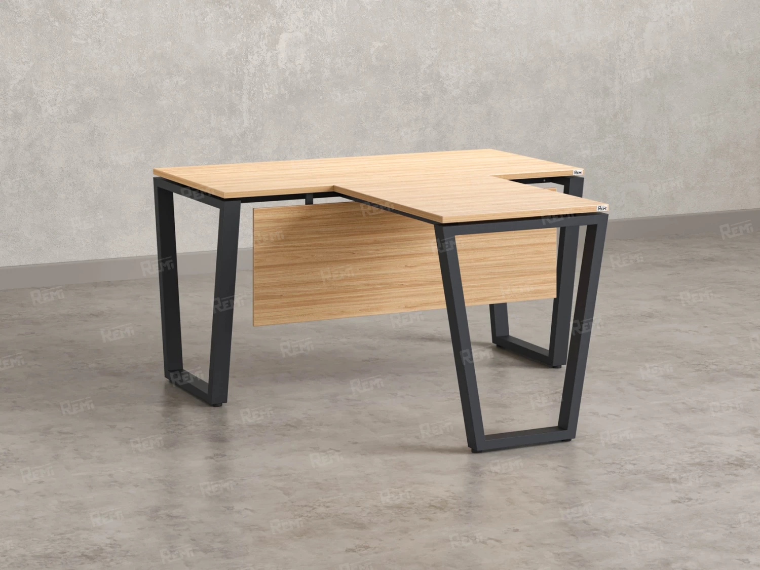 Стол с брифингом с парящей столешницей на U-образных опорах с экраном ЛДСП RM047-12x6 1200x1800x750 Вяз Швейцарский светлый/Серый