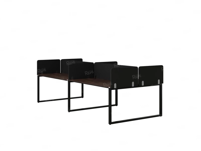 Бенч-система, 4 рабочих места, на О-образных опорах, 8 тканевых экранов 2800x1200x750 RM170-1-14x12 Дуб Апрельский шоколад/Черный