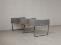 Бенч-система, 4 рабочих места, на U-образных опорах, 8 тканевых экранов 1200x1400x750 RM173-1-12x14 Дуб Юстус/Серый