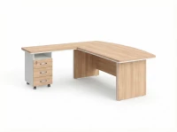BRL RB071-160x200L Стол руководителя угловой L с тумбой 3 ящика 1600х2000х760 Акация/Белый