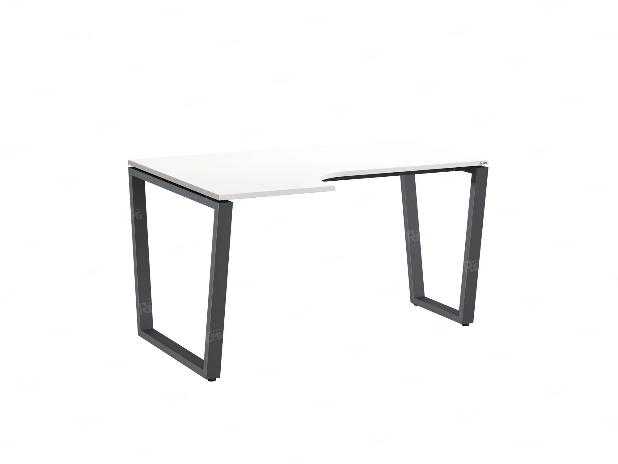 Стол угловой, U-опора, левый 1400x600/900x750, RM051-14x6-9 Белый/Серый