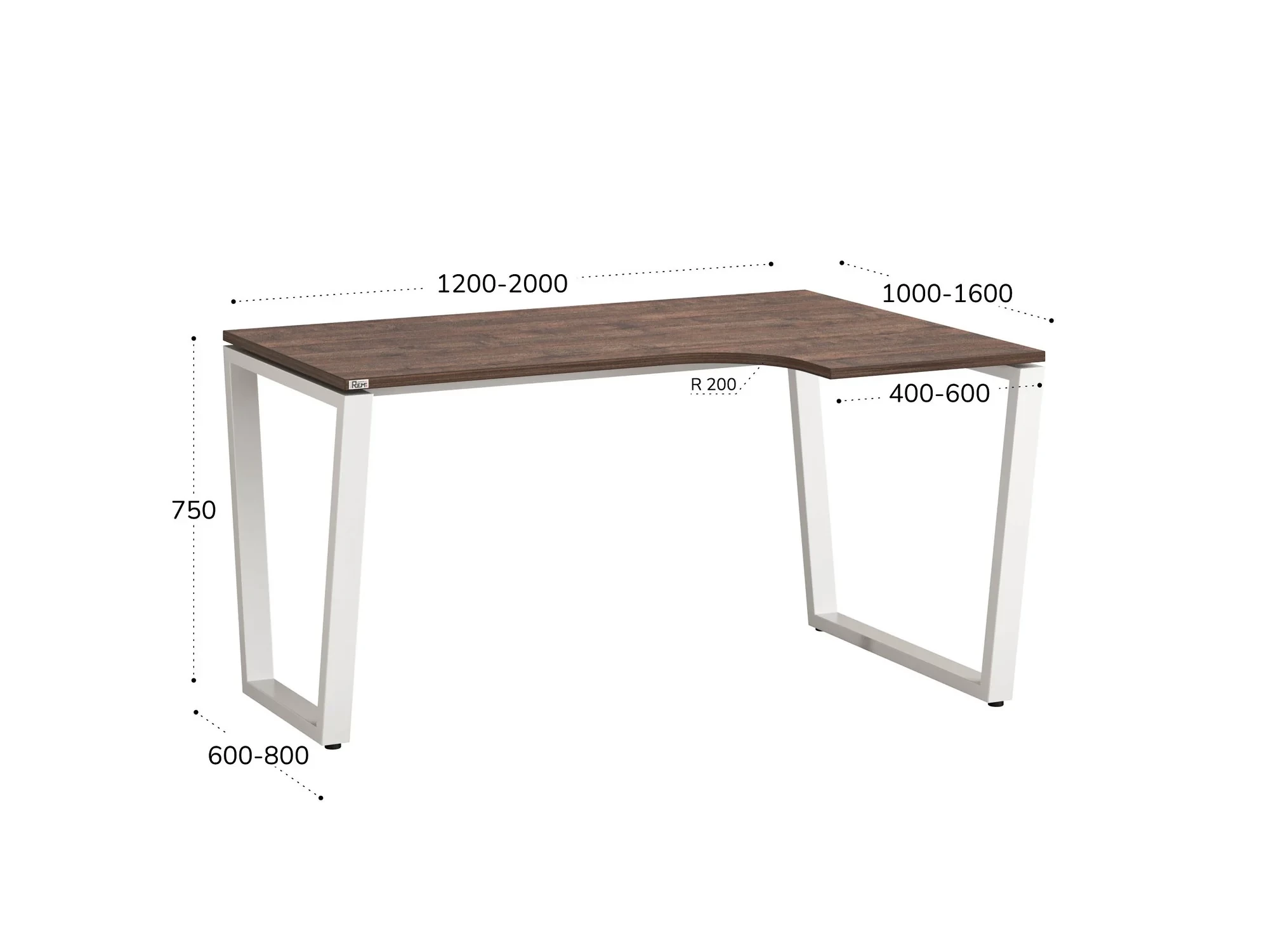 Стол угловой, U-опора, правый 1400x700/900x750, RM050-14x7-9 Дуб Апрельский шоколад/Белый