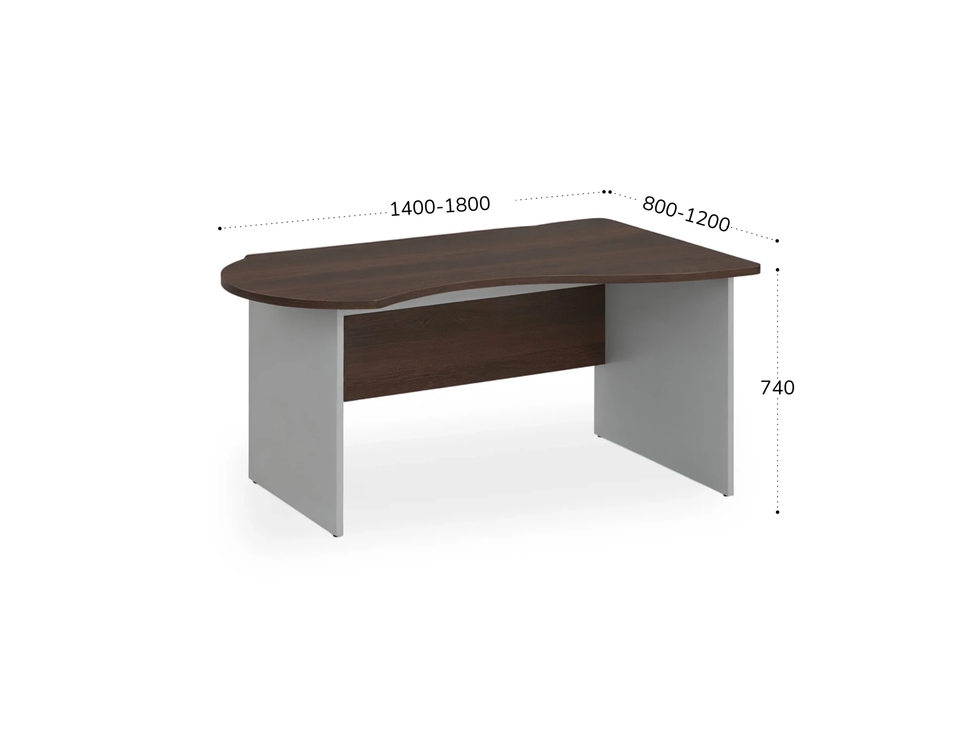 BRL RB004-140х80R Стол асимметричный правый 1400х800х740 Венге/Серый вулкан-кий