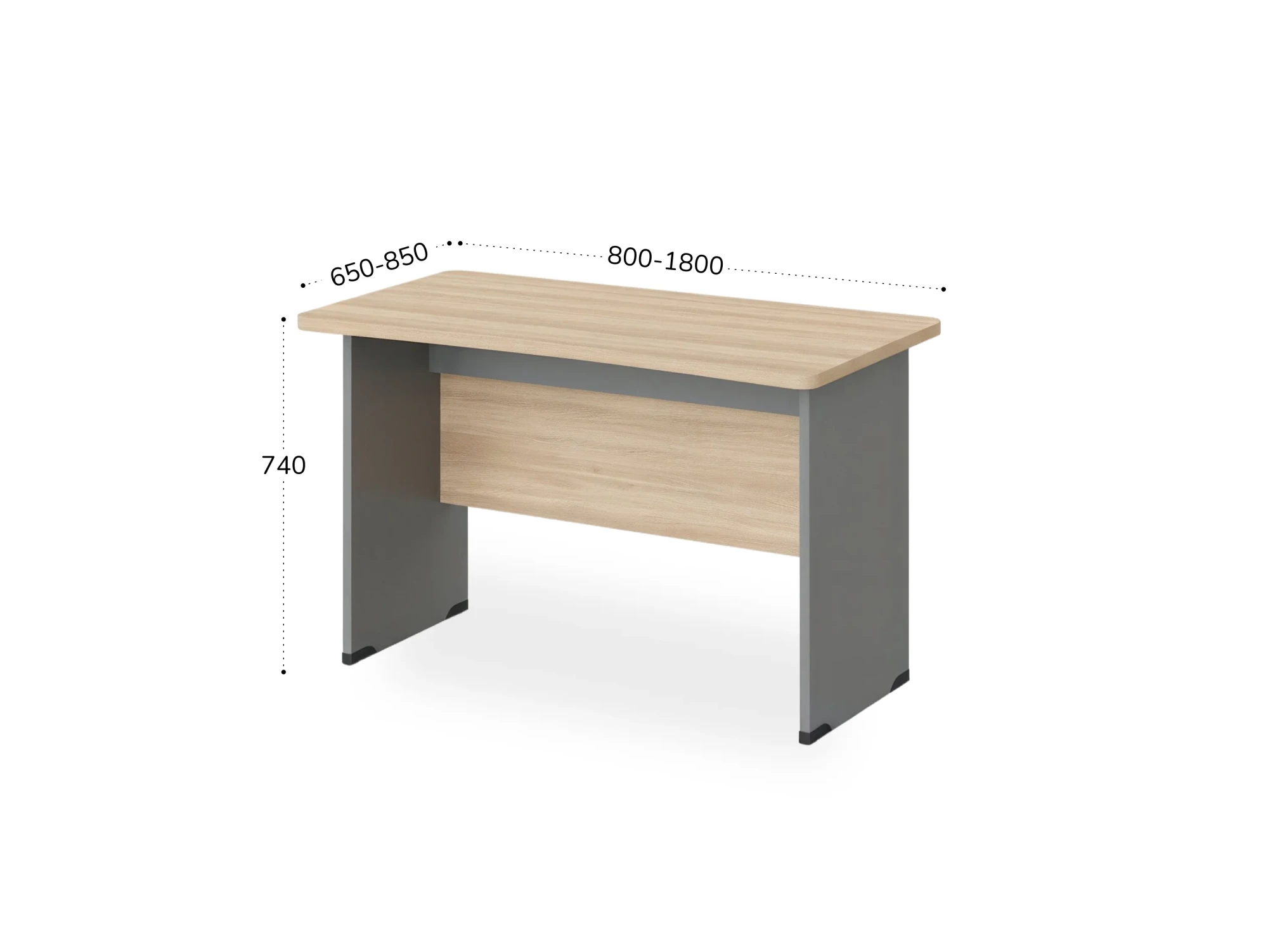 BRL RB002-160х85 Стол прямой с вогнутой столешницей 850 мм 1600х850х740 Акация/Серый вулкан-кий