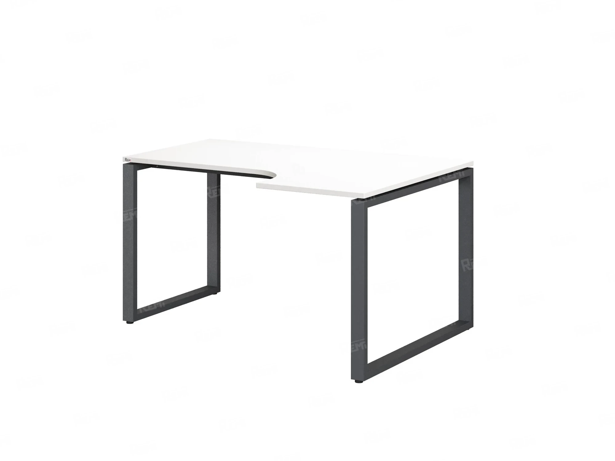 Стол угловой, О-опора, правый 1600x600/900x750, RM054-16x6-9 Белый/Серый