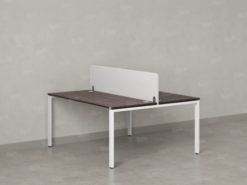 Бенч-система, 2 рабочих места, с одним тканевым экраном 1600x1200x750 RM165-1-16x12 Дуб Апрельский шоколад/Белый