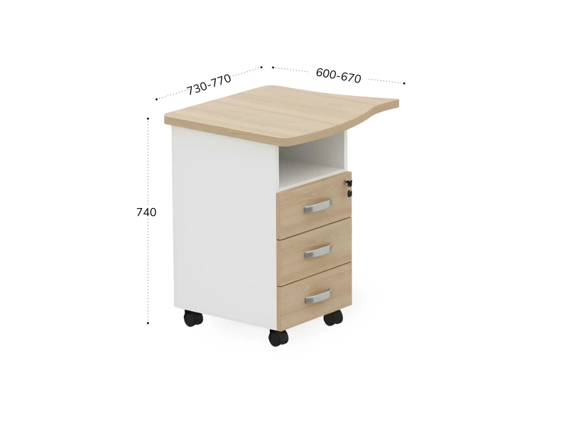 BRL RB090-77х67L Тумба приставная левая 770х670х740 Акация/Белый