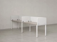 Бенч-система в 1 ряд, 2 рабочих места 5 тканевых экранов 3200x800x750 RM167-1-32x8 Дуб Маувелла/Белый