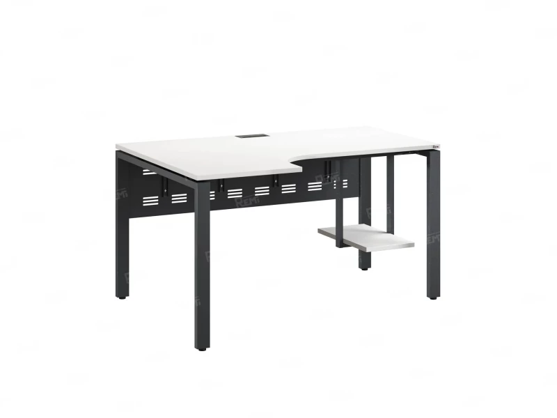 Стол угловой, экран металл, П-опора, левый 1600x600/900x750, RM059-16x6-9 Белый/Серый