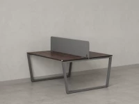 Бенч-система, 2 рабочих места, с одним тканевым экраном 1200x1400x750 RM172-1-12x14 Дуб Апрельский шоколад/Серый