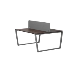 Бенч-система, 2 рабочих места, с одним тканевым экраном 1200x1400x750 RM172-1-12x14 Дуб Апрельский шоколад/Серый
