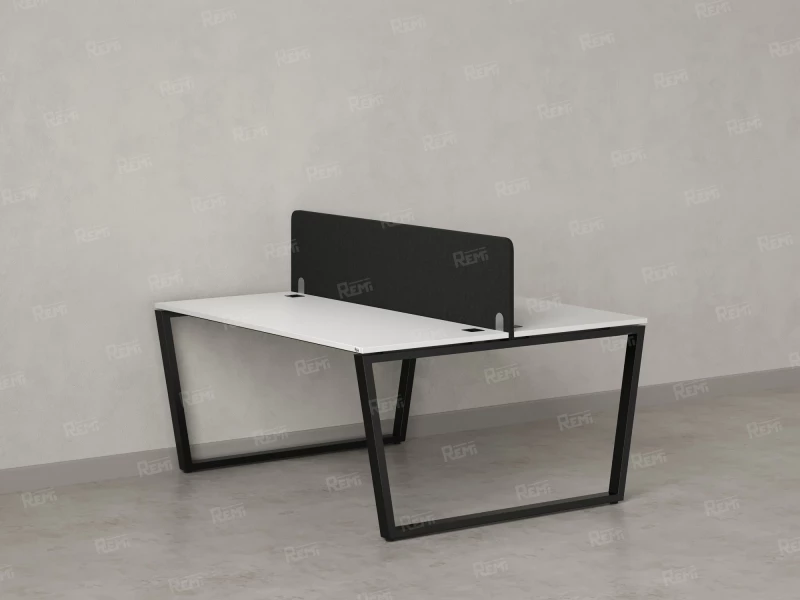 Бенч-система, 2 рабочих места, с одним тканевым экраном 1600x1600x750 RM172-1-16x16 Белый/Черный