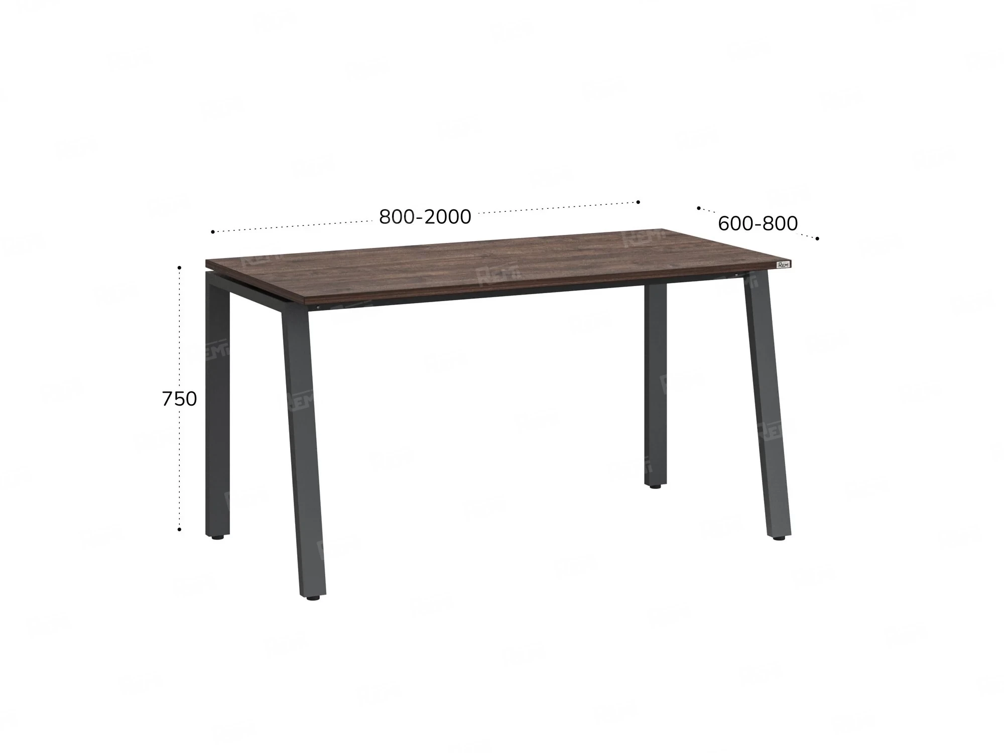 Стол прямой на Л-образных опорах 1600x800x750 RM004-16x8 Дуб Апрельский шоколад/Серый