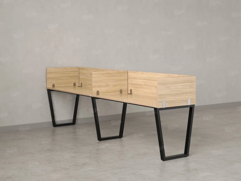 Бенч-система в 1 ряд, 2 рабочих места 5 ЛДСП экранов 2400x600x750 RM174-2-24x6 Вяз Швейцарский светлый/Черный