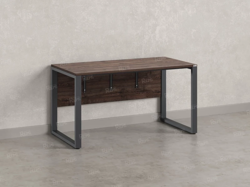 Стол прямой на О-образных опорах, экран ЛДСП 1600x700x750 RM006-16x7 Дуб Апрельский шоколад/Серый