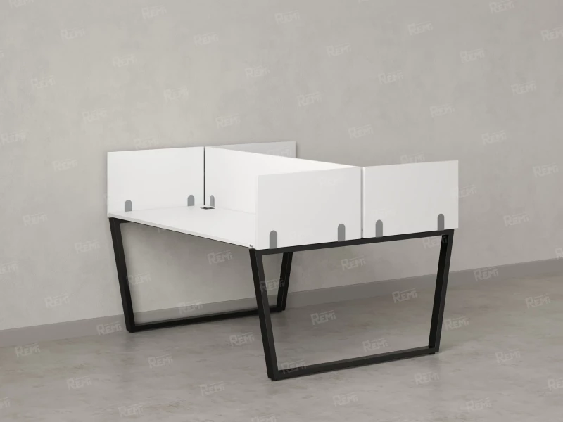 Бенч-система, 2 рабочих места, 5 ЛДСП экранов 1400x1200x750 RM172-4-14x12 Белый/Черный