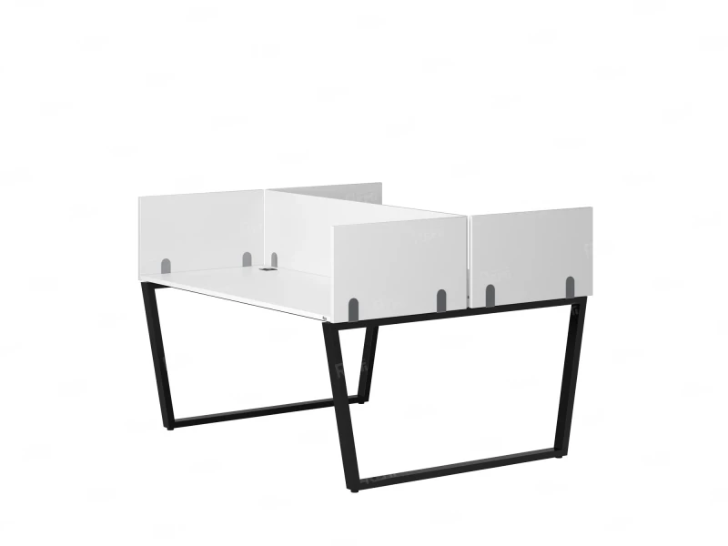 Бенч-система, 2 рабочих места, 5 ЛДСП экранов 1400x1200x750 RM172-4-14x12 Белый/Черный