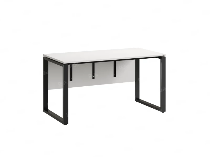 Стол прямой, О-опоры, экран ЛДСП,парящая стол-ца 1800x700x750 RM008-18x7 Белый/Черный