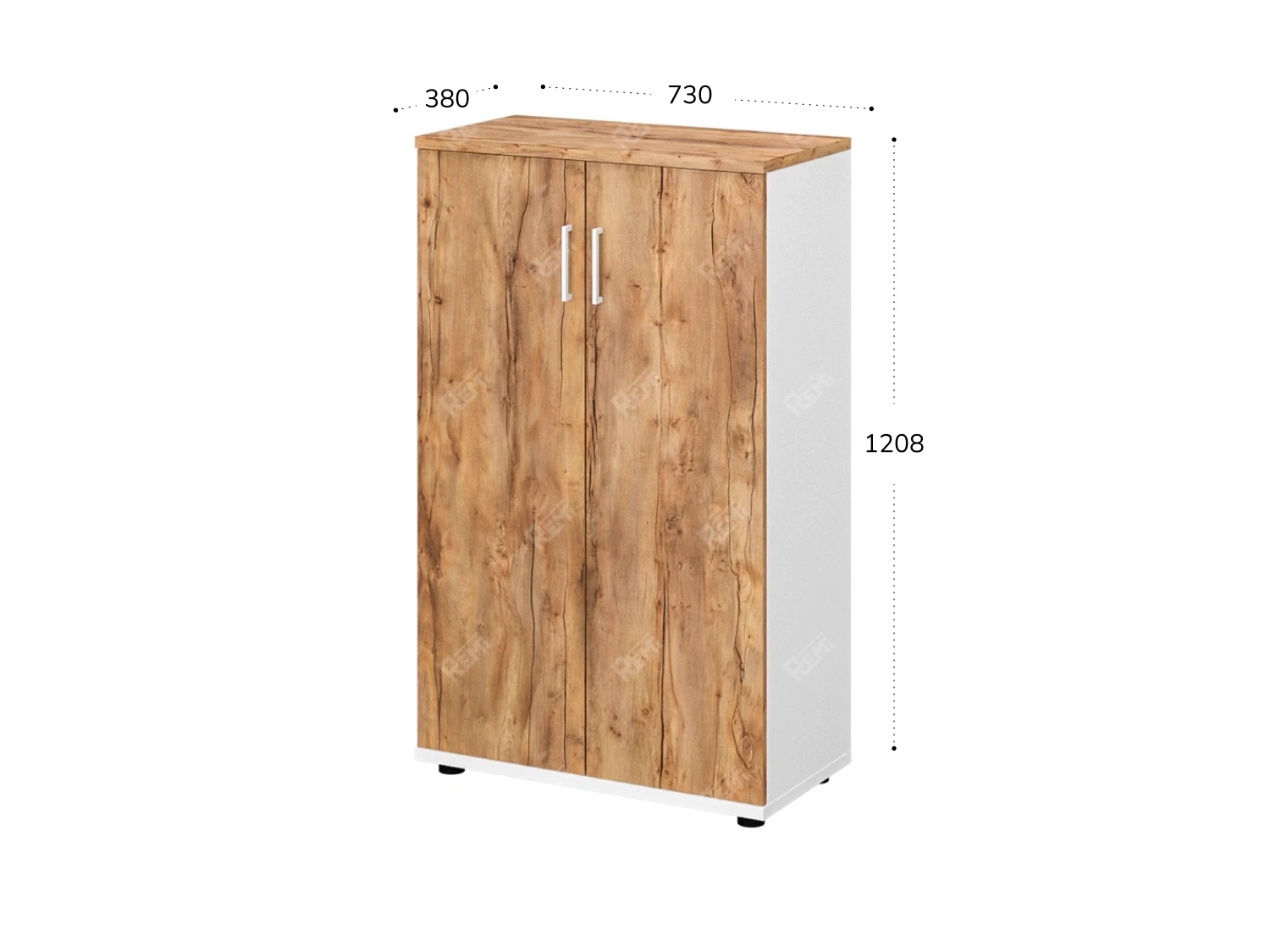 Шкаф закрытый 730x380x1208 RTD051 Таксония медовая/Белый. Серия Тандем / Tandem. Серия Тандем / Tandem
