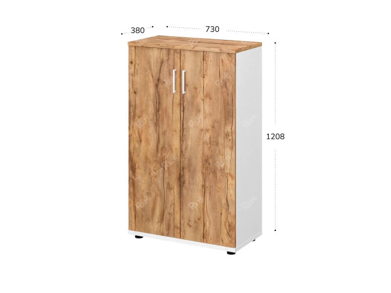 Шкаф закрытый 730x380x1208 RTD051 Таксония медовая/Белый