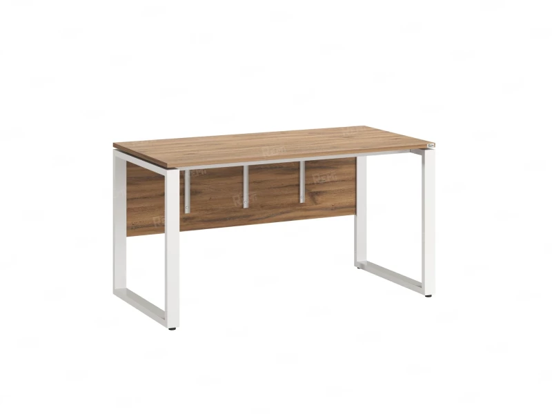 Стол прямой, О-опоры, экран ЛДСП,парящая стол-ца 800x700x750 RM008-8x7 Дуб Юстус/Белый