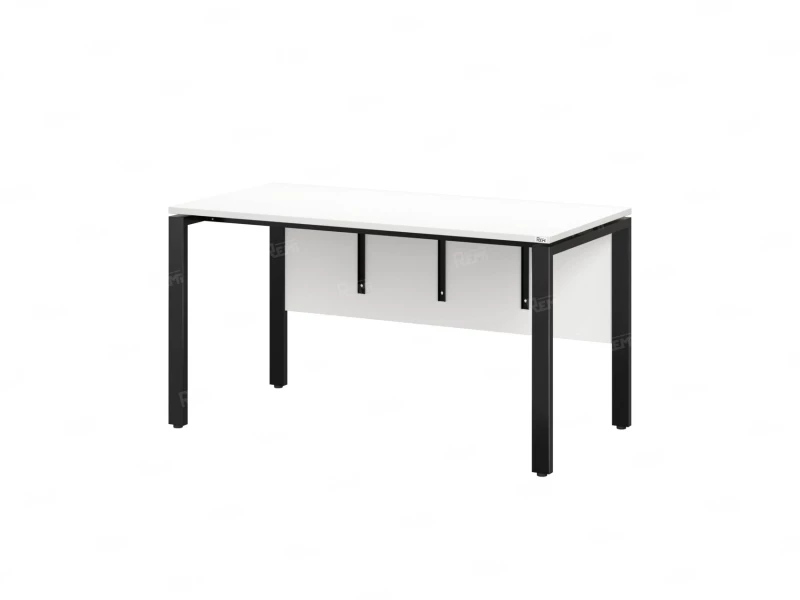 Стол прямой, П-опоры, экран ЛДСП,парящая стол-ца 1800x600x750 RM007-18x6 Белый/Черный