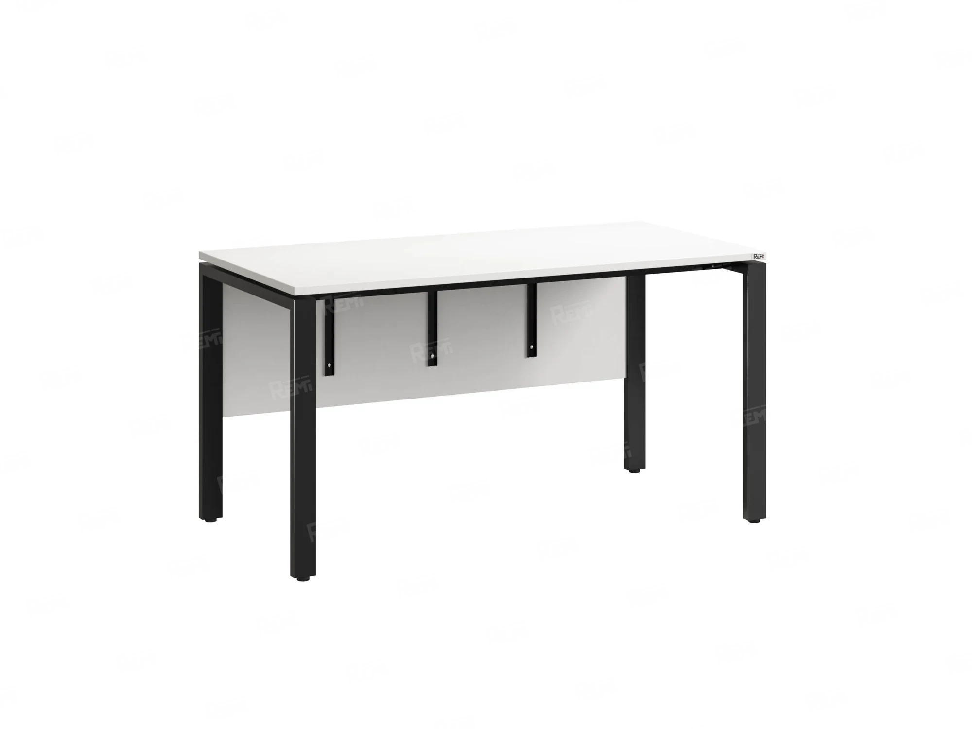 Стол прямой, П-опоры, экран ЛДСП,парящая стол-ца 1800x600x750 RM007-18x6 Белый/Черный