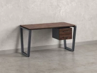 Стол прямой с подвесной тумбой 2 ящика, U-опора 2000x700x750 RM035-20x7 Дуб Апрельский шоколад/Серый