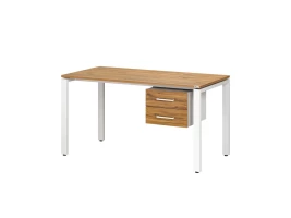 Стол прямой с подвесной тумбой 2 ящика, П-опора 2000x800x750 RM039-20x8 Дуб Юстус/Белый