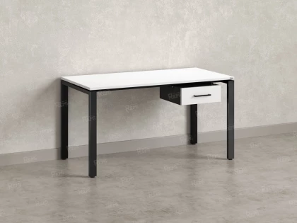 Стол прямой с подвесной тумбой, П-опора 1600x700x750 RM038-16x7 Белый/Черный