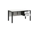 Стол прямой, подвесная тумба, ЛДСП экран, П-опора 1600x700x750 RM031-16x7 Белый/Черный
