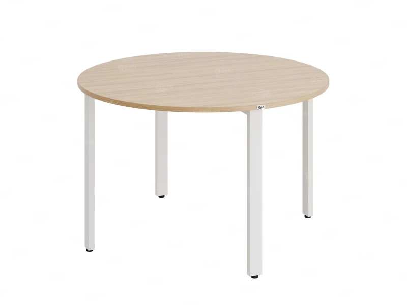 Круглый стол на П-образных опорах 1500x1500x750 RM186-15x15 Вяз Швейцарский светлый/Белый